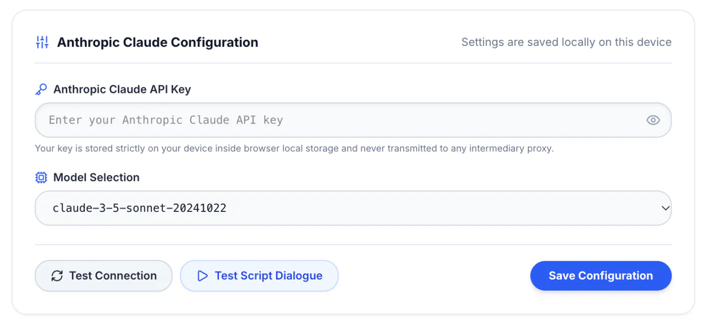 Anthropic Claude Configuration in NeuroRead Pro