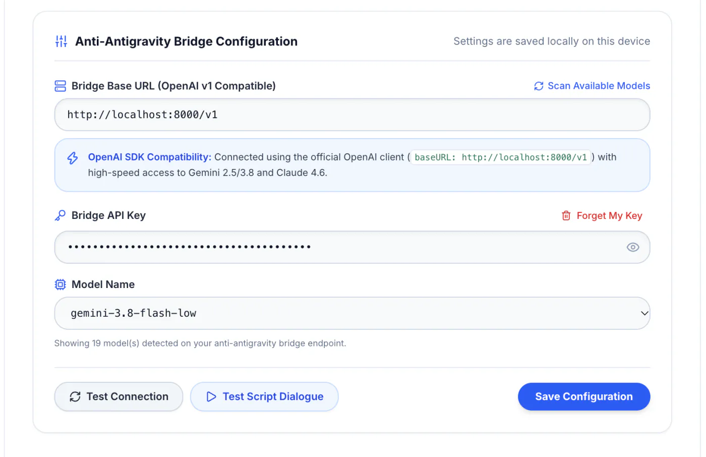 Anti-Antigravity Bridge Configuration