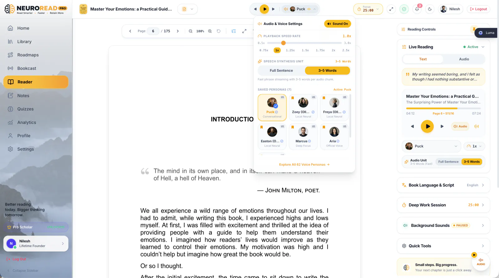 Bimodal Book Reading with Synchronized Audio - Light Theme